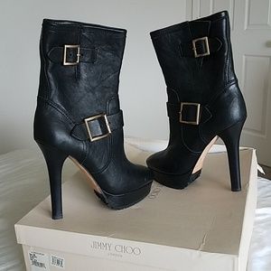 Jimmy Choo Biker Leather Unlined Heal Boot